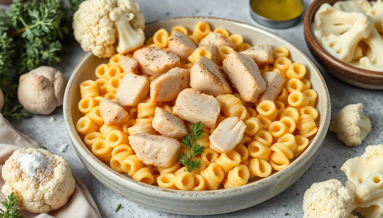 Fusilli au poulet et chou-fleur : recette détox irrésistible