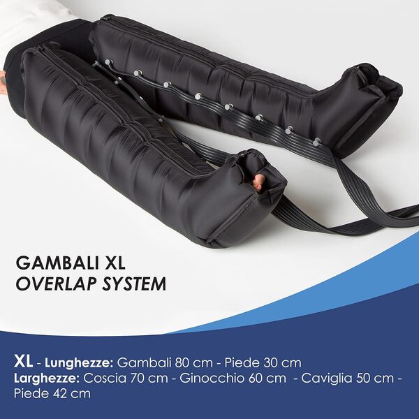 Dinamicamed ® Premium 8.0 Compact Pressotherapie Professionnelle Drainage Lymphatique 8 Chambres à Air Appareil de Massage 6 Programmes de Massage 2 Bottes XL,1 Brassard et Ceinture Abdominale