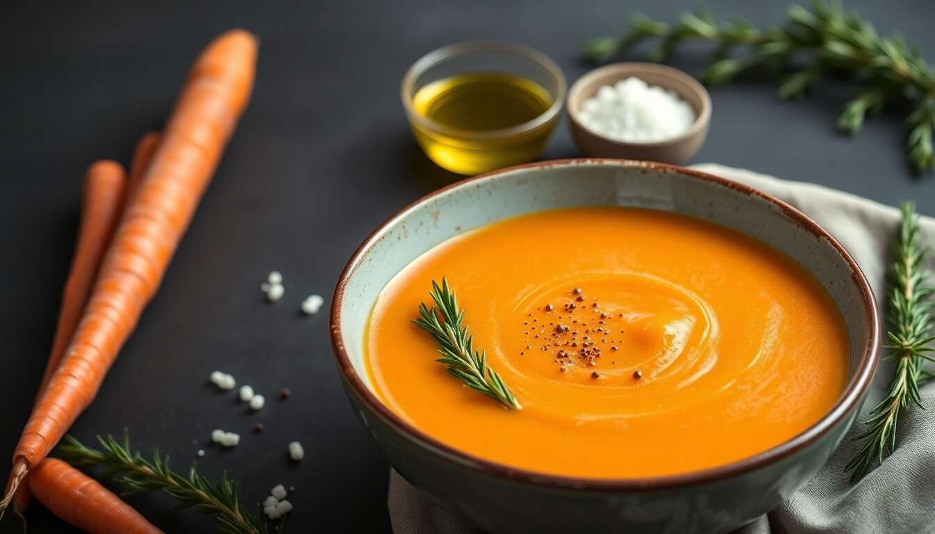 Soupe détox aux carottes et romarin : recette saine et savoureuse