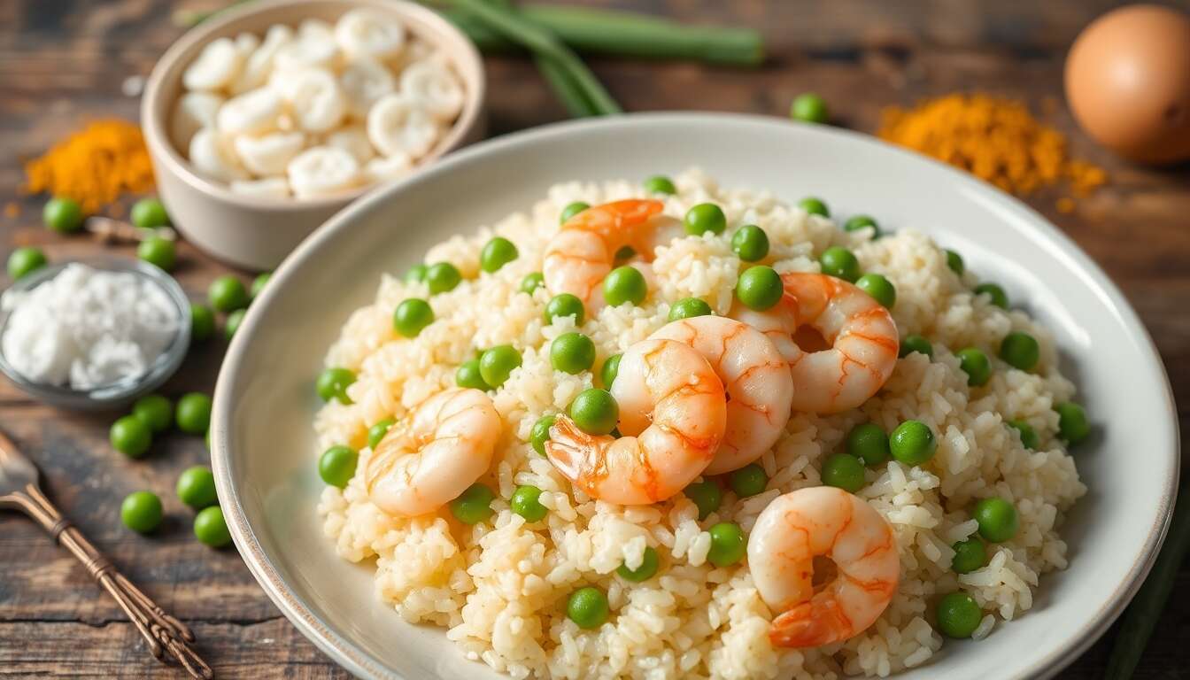 Risotto aux crevettes et petits pois : recette anti-âge pour des cheveux brillants