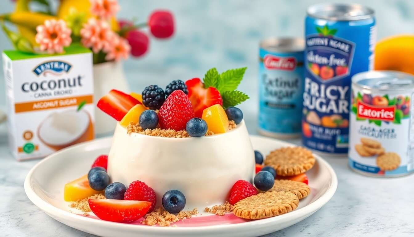 Pannacotta sans lactose aux fruits exotiques en crumble