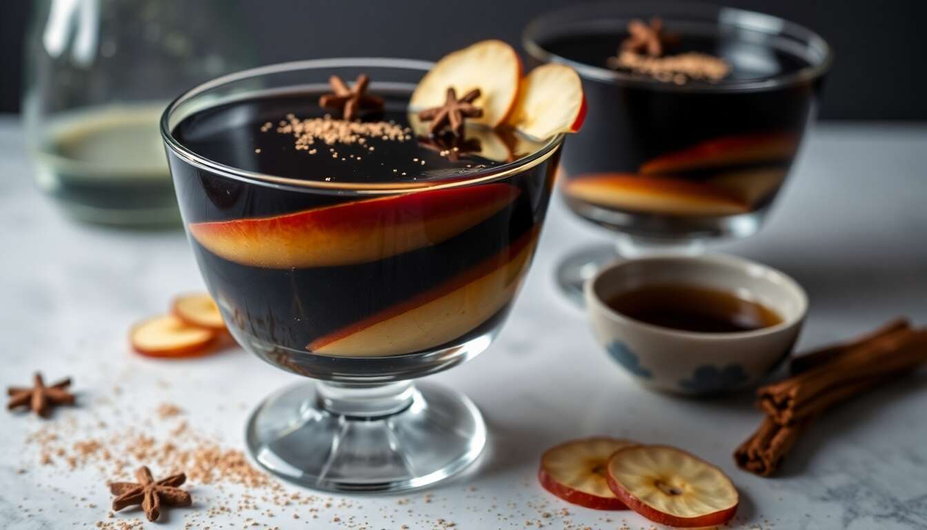 Verrine de pomme en gelée de réglisse : recette brûle-graisse innovante