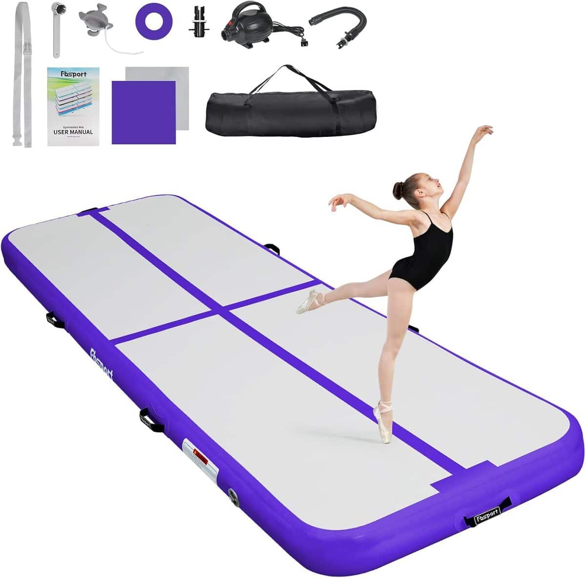 Test : tapis de gym gonflable 4M FBSPORT avec pompe et sac de transport