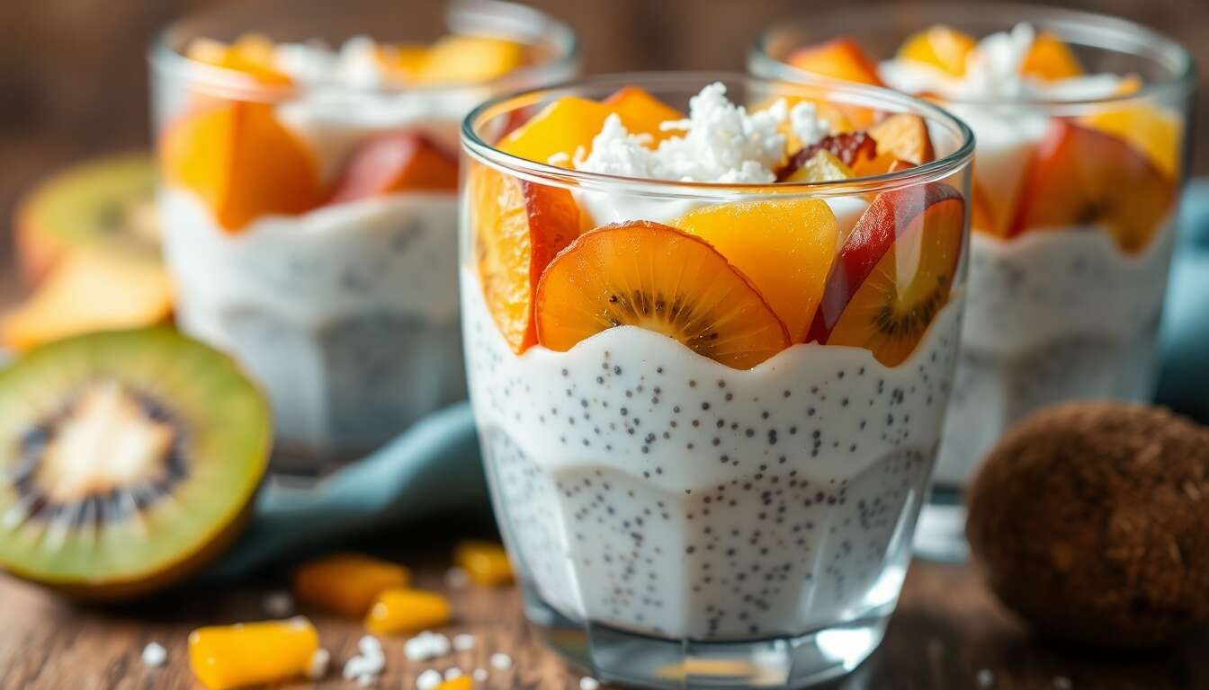 Pudding de chia à la mangue et au kiwi : recette pour un teint éclatant