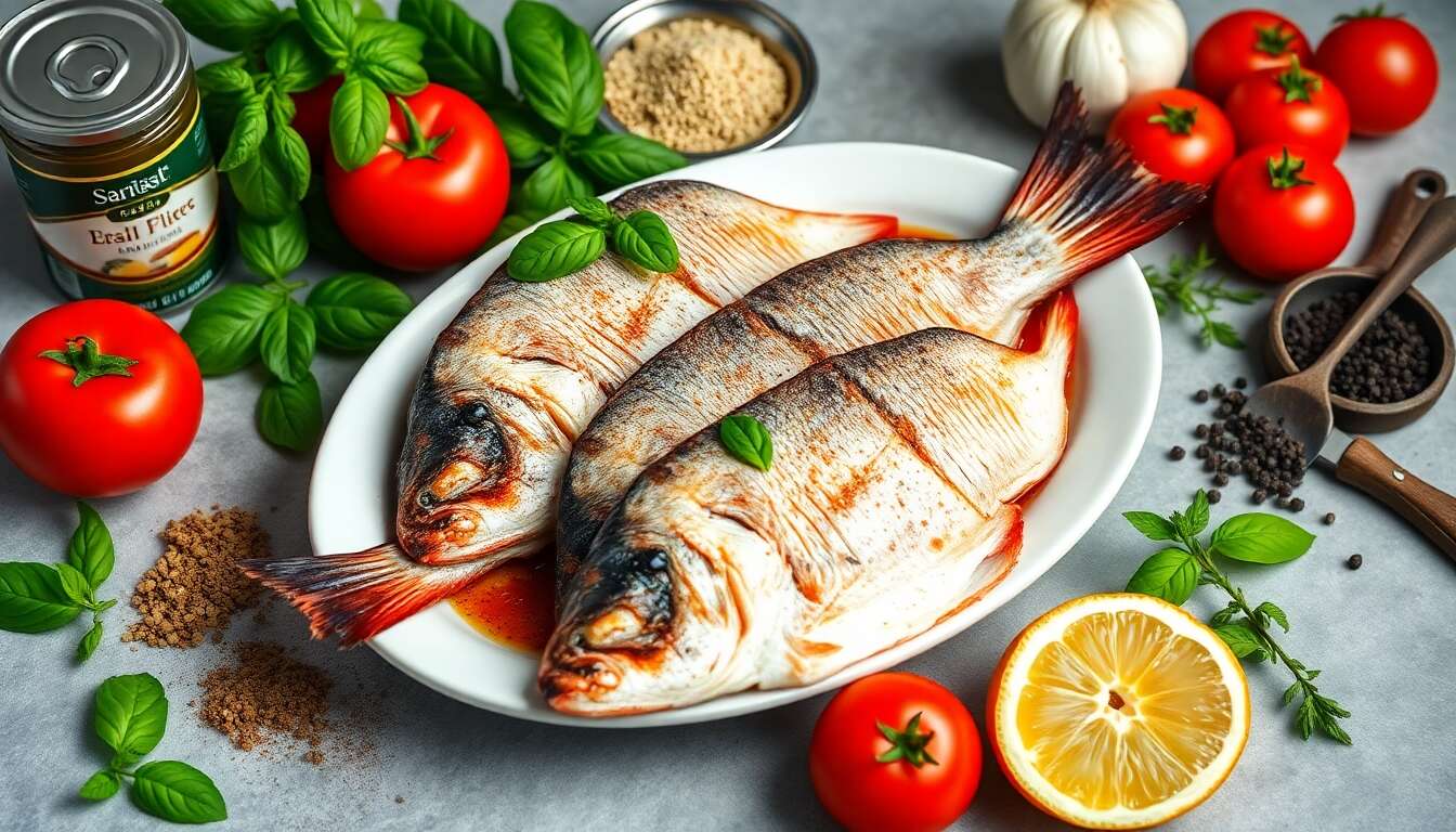 Planche de rouget au basilic et tomates à l'ail : recette sans sel