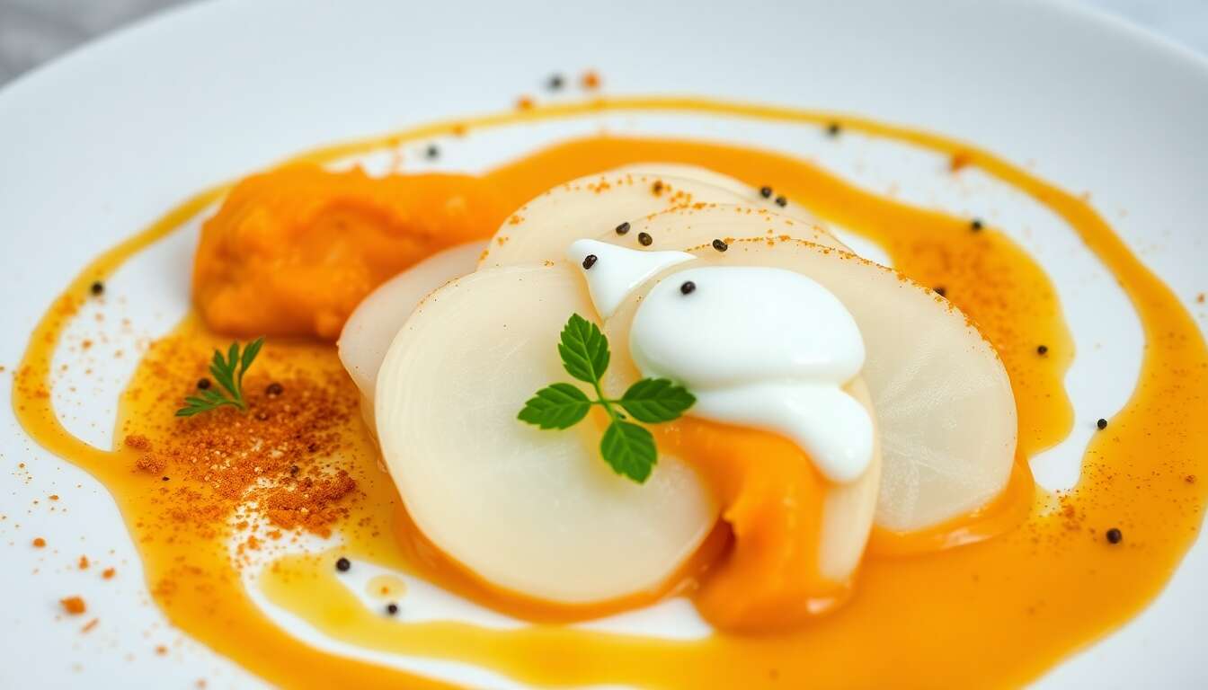 Millefeuille de navets et purée de carottes au curry sans sel