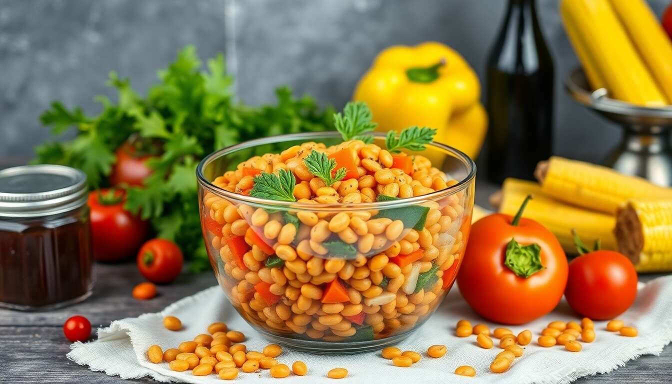 Verrine minceur de lentilles blondes et légumes du jardin