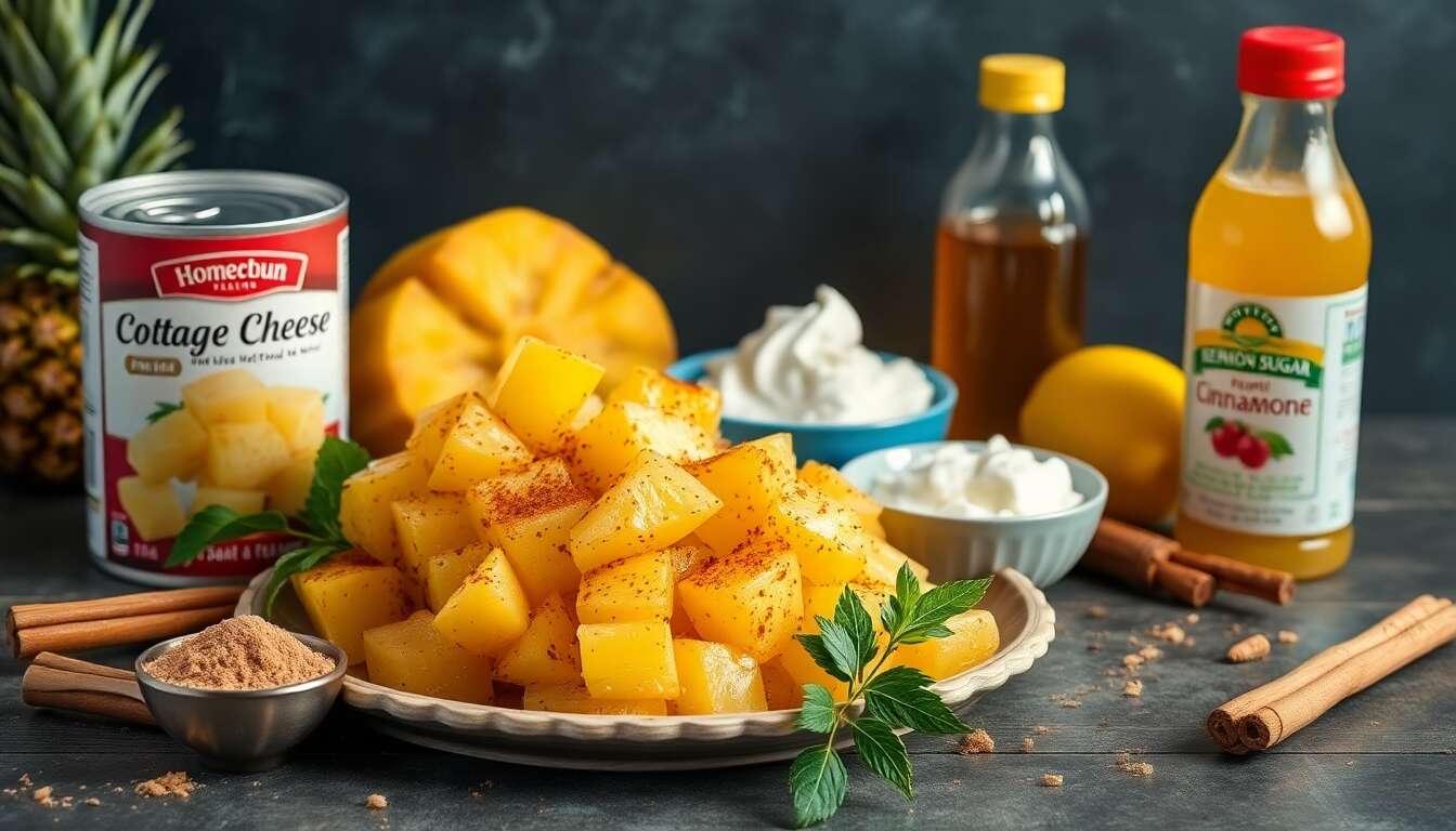 Ananas rôti au fromage blanc et cannelle : une recette légère anti-rétention d'eau