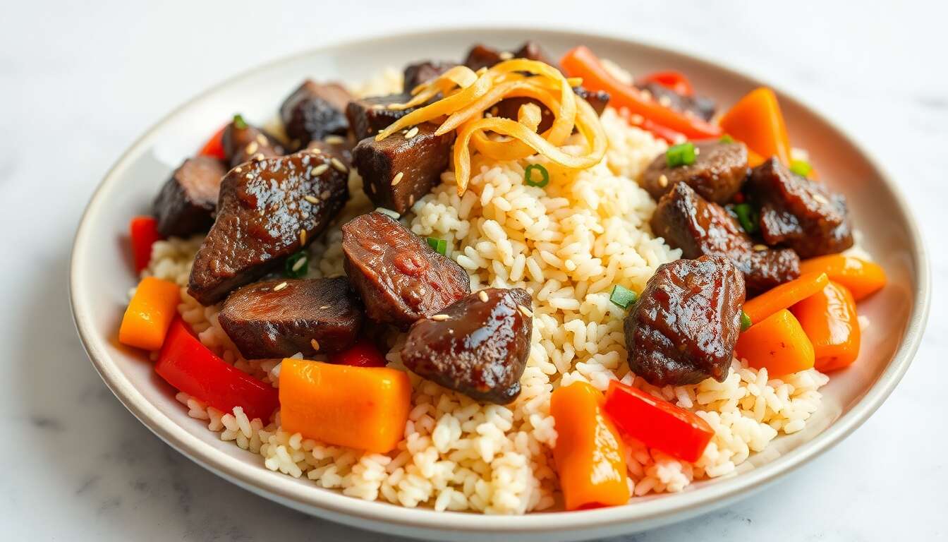 Riz Sauté au Bœuf Caramélisé et Légumes : recette Anti-Âge et Beauté des Cheveux