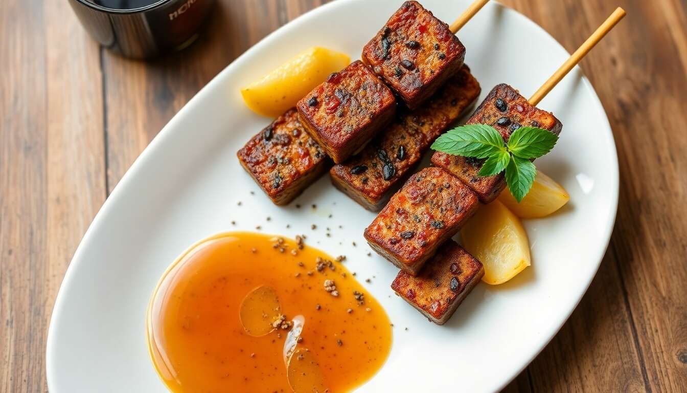 Brochettes de tempeh à la mangue : recette anti-âge pour la ménopause
