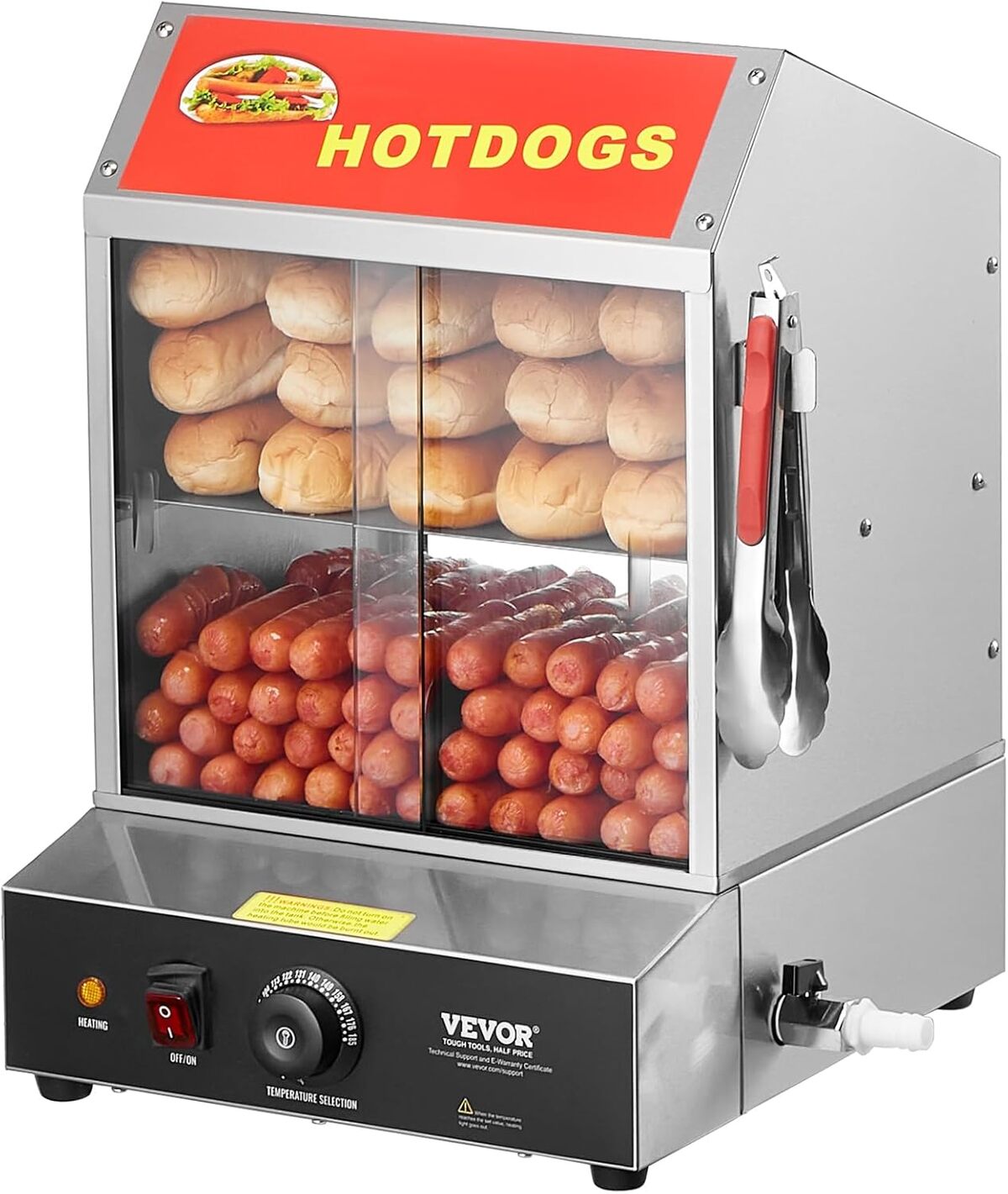 Test : cuiseur à vapeur hot-dogs VEVOR 27L, chauffe-petits pains efficace