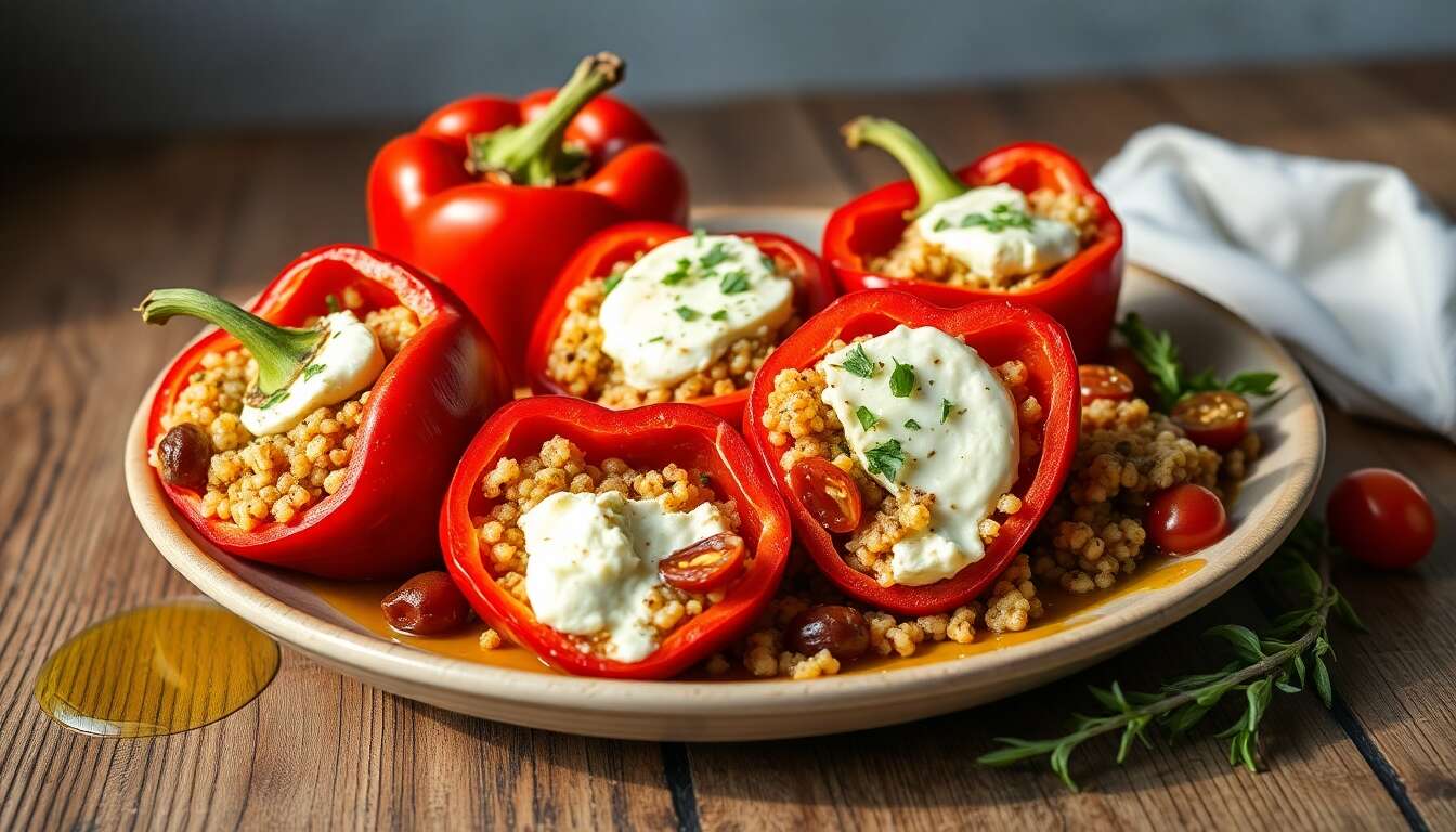 Poivron farci au fromage de brebis : recette anti-âge pour cheveux éclatants