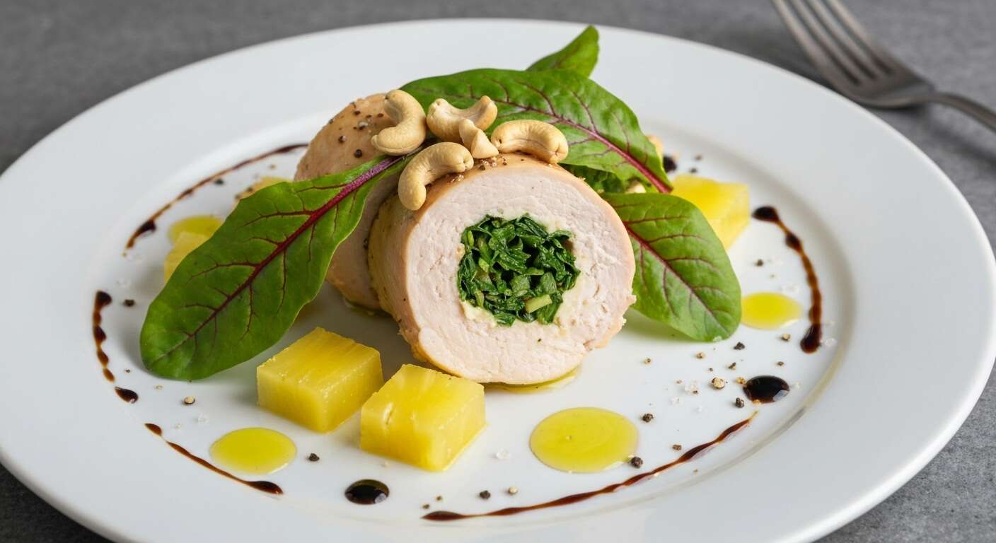 Salade de mâche et poulet farci à l'ananas : recette détox
