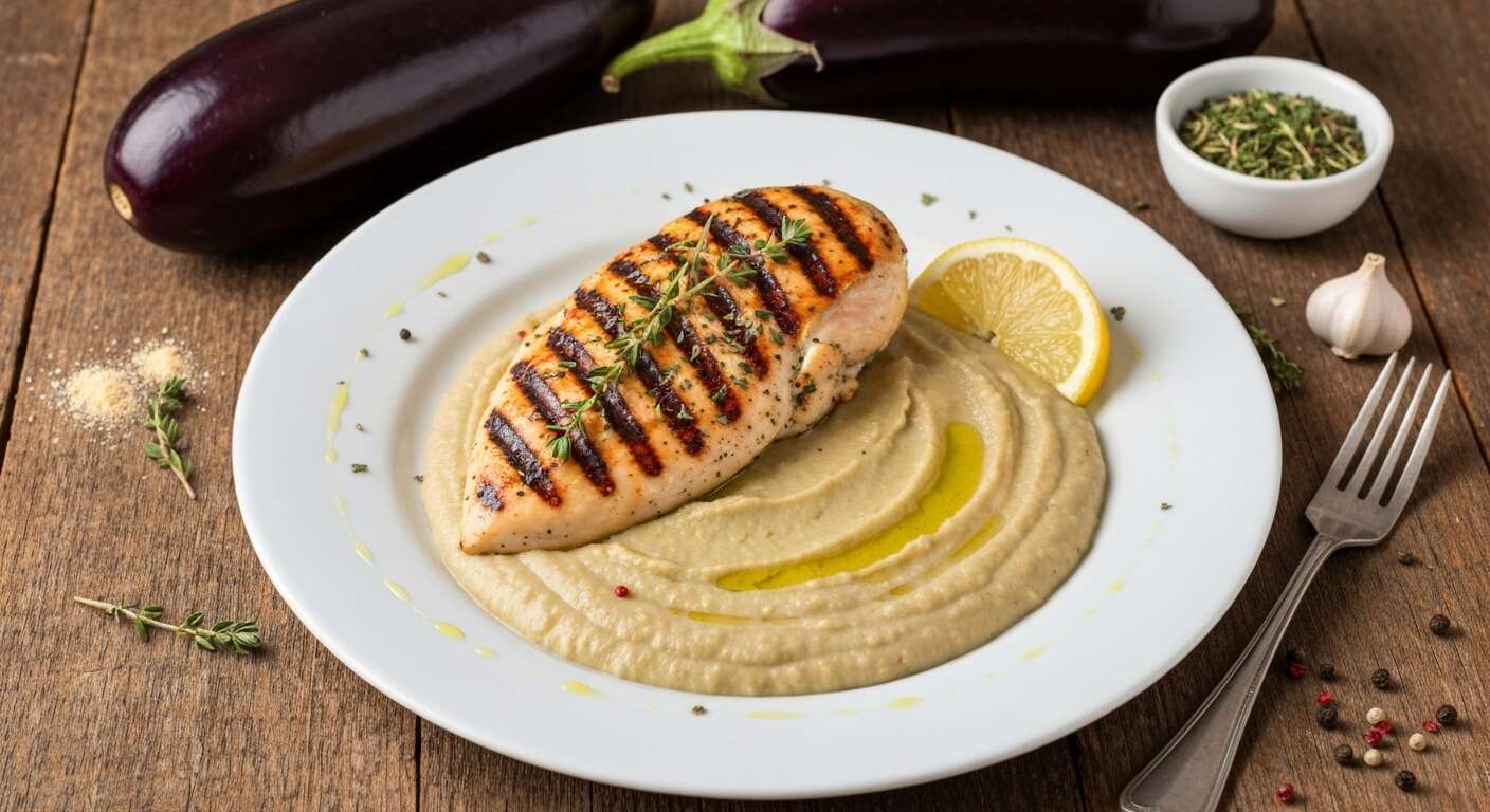 Poulet grillé et purée d'aubergine : recette anti-cellulite savoureuse