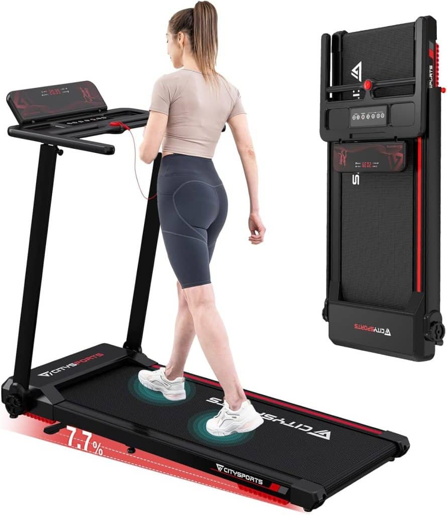 Tapis De Course Pliable Inclinable Cozary - 8 Km/h Max, Inclinaison 8%, 2.5 HP, Pour Bureau à Domicile, 122 Kg