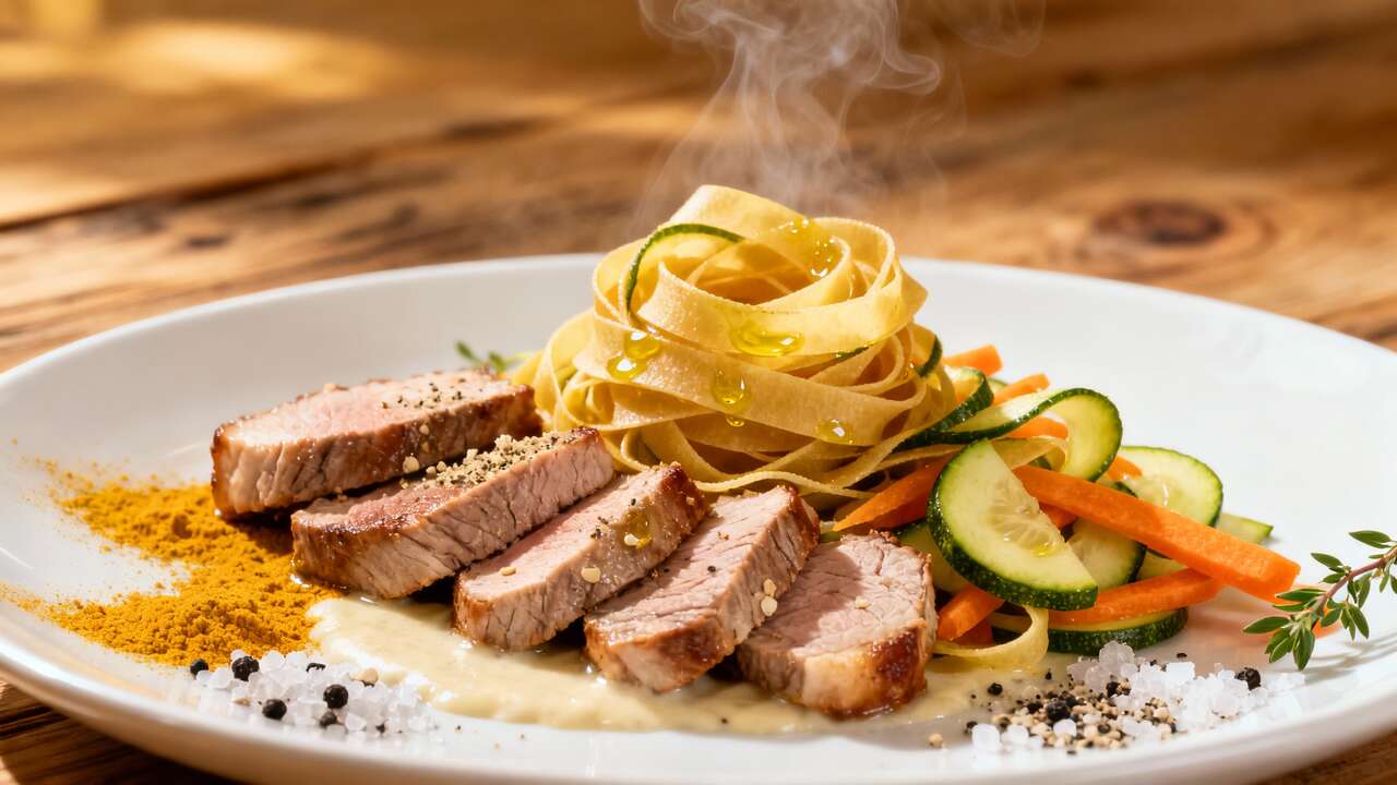 Tagliatelles de légumes sans gluten au filet mignon : savoureuse recette santé