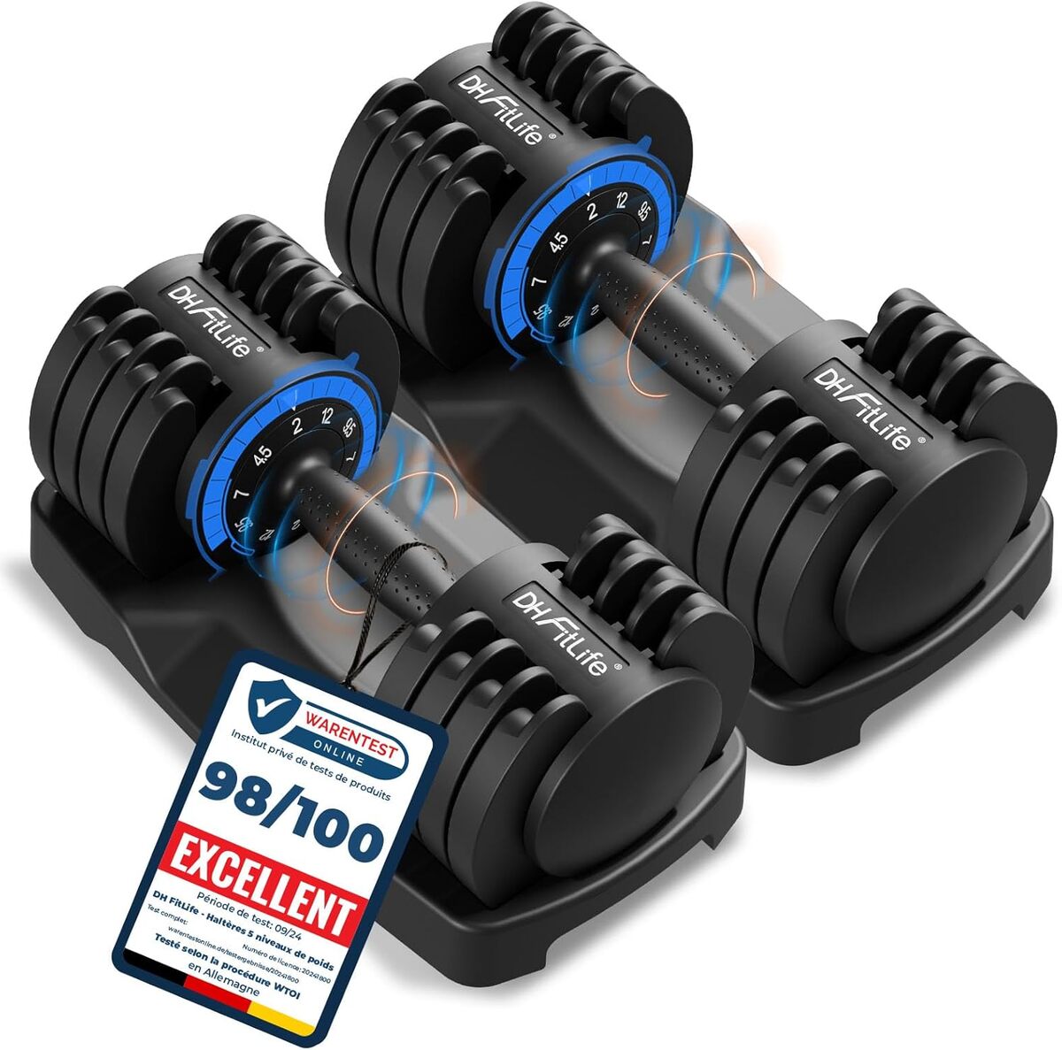 Test haltères réglables DH FitLife 12 kg : 5 poids en 1