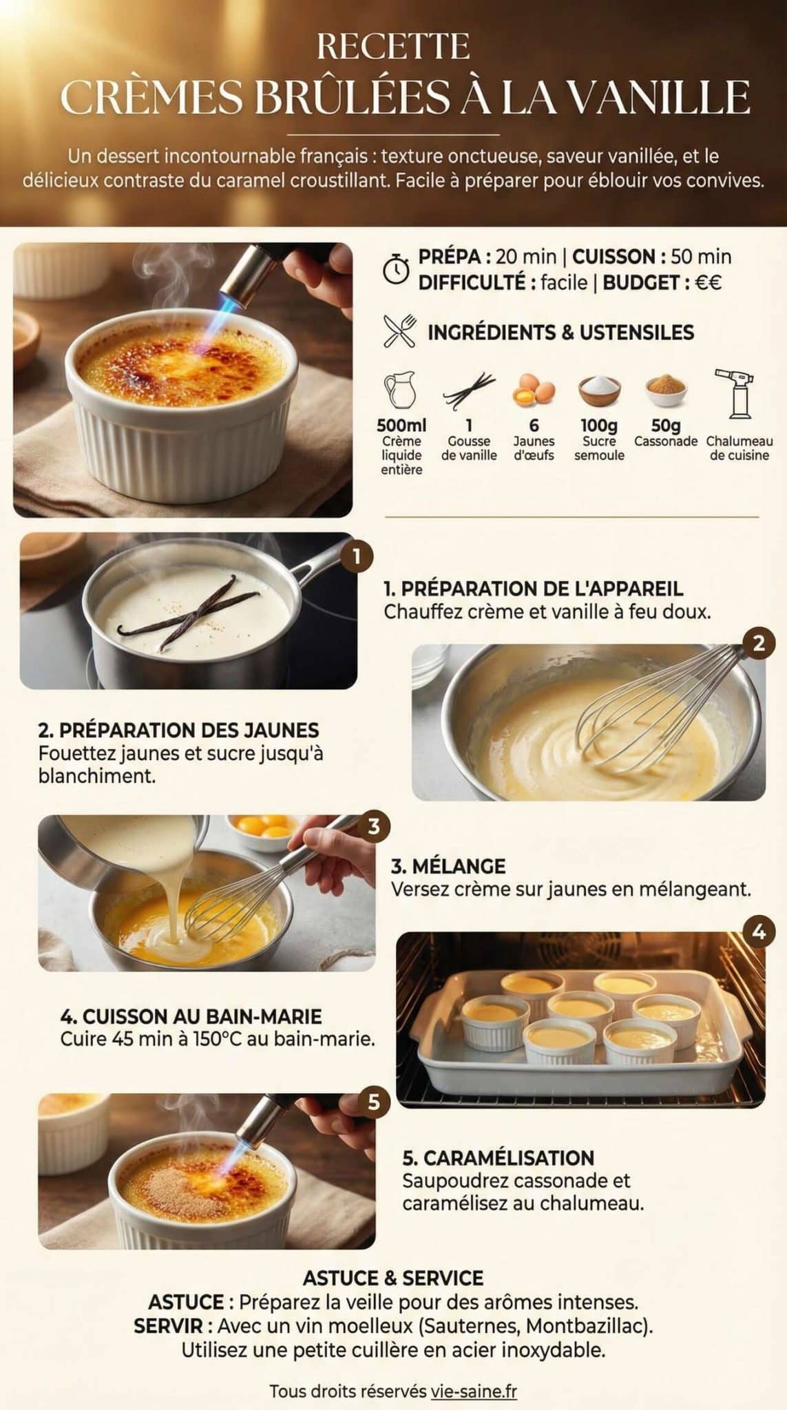 Fiche recette Recette Cr&egrave;mes Br&ucirc;l&eacute;es &agrave; la Vanille