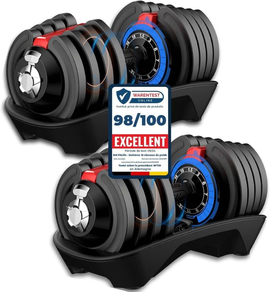 Test : dH FitLife haltère ajustable 1, 5-18 kg, solution compacte pour l'entraînement