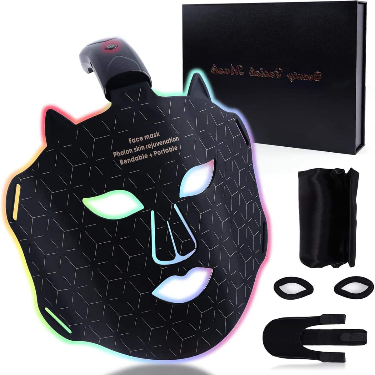 Test masque LED visage luminothérapie silicone flexible anti-âge