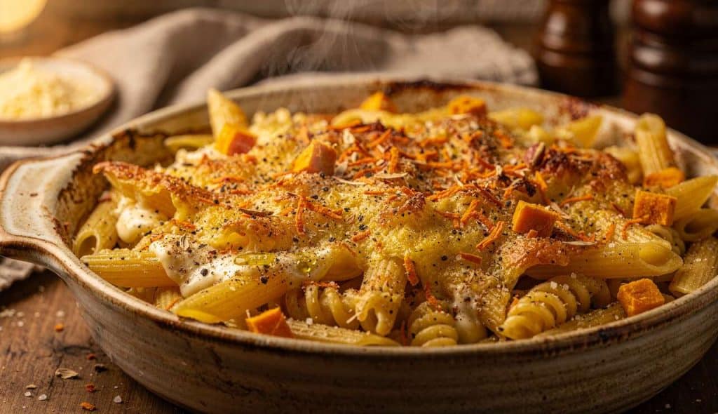 Recette de gratin de pâtes avec carotte et courge butternut
