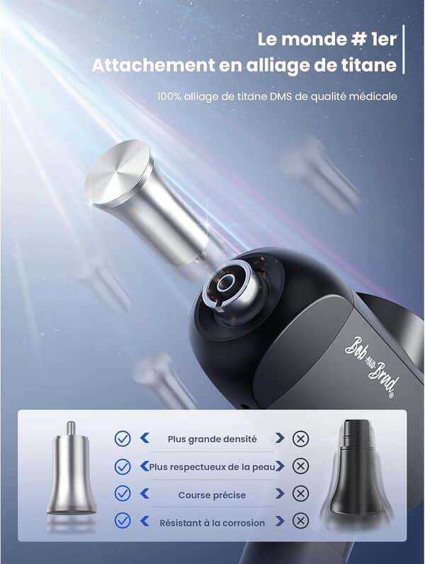 Pistolet de Massage Musculaire, Bob and Brad X6 Pro avec Tête Métallique, Ultra Silencieux Appareil de Massage Masseur des Tissus Profonds, Pour Soulager la Fatigue Musculaires