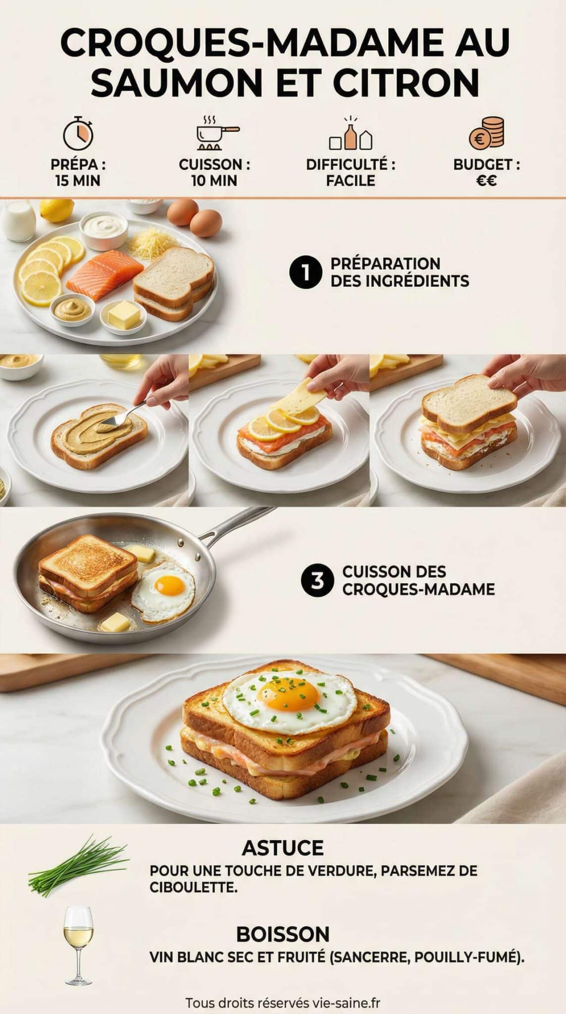 Fiche recette Recette de croques-madame au saumon et citron