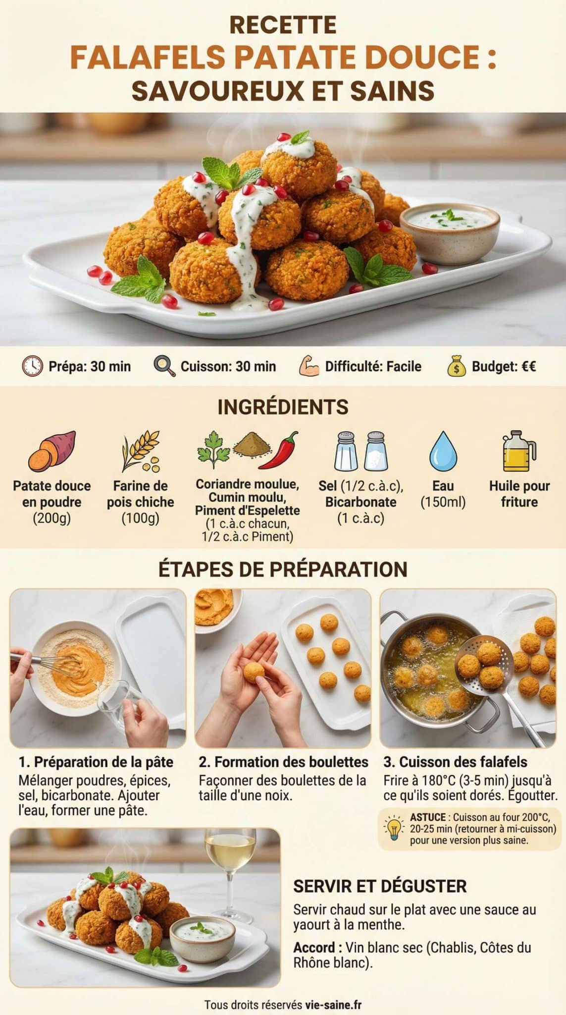Fiche recette Recette Falafels Patate Douce : savoureux et Sains