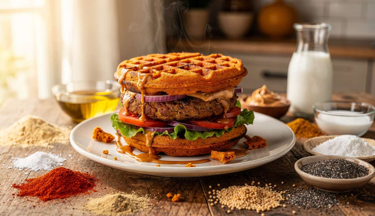 Burger gaufres de patate douce : recette gourmande et saine