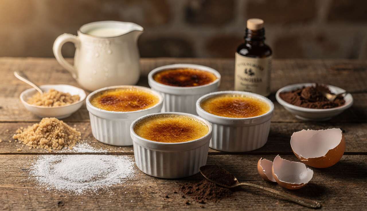 Crèmes brûlées cacao-vanille : recette gourmande et facile