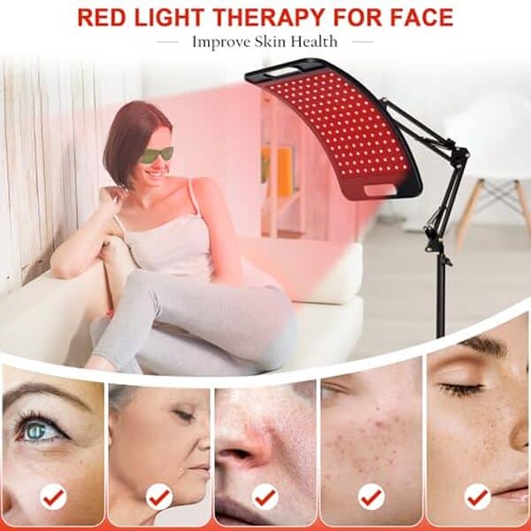 Découvrez les avantages de la thérapie par lumière rouge avec l'appareil Saviler® et son support réglable pour une utilisation optimale à domicile.