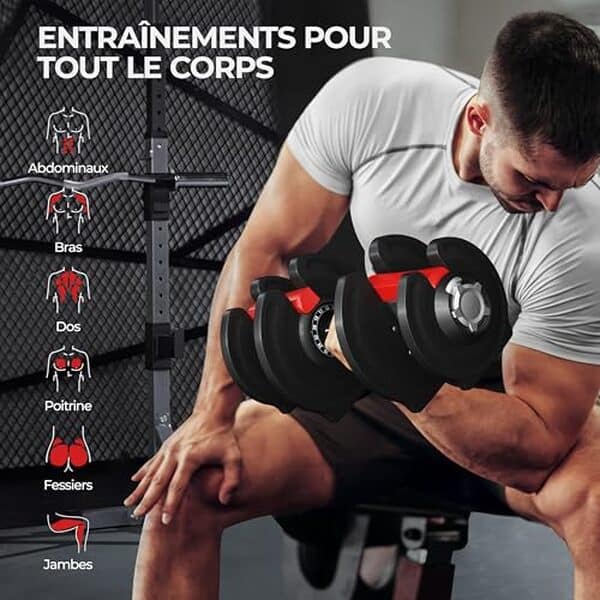 Découvrez la polyvalence des haltères réglables Yaheetech, idéals pour optimiser vos séances à domicile avec puissance et efficacité.