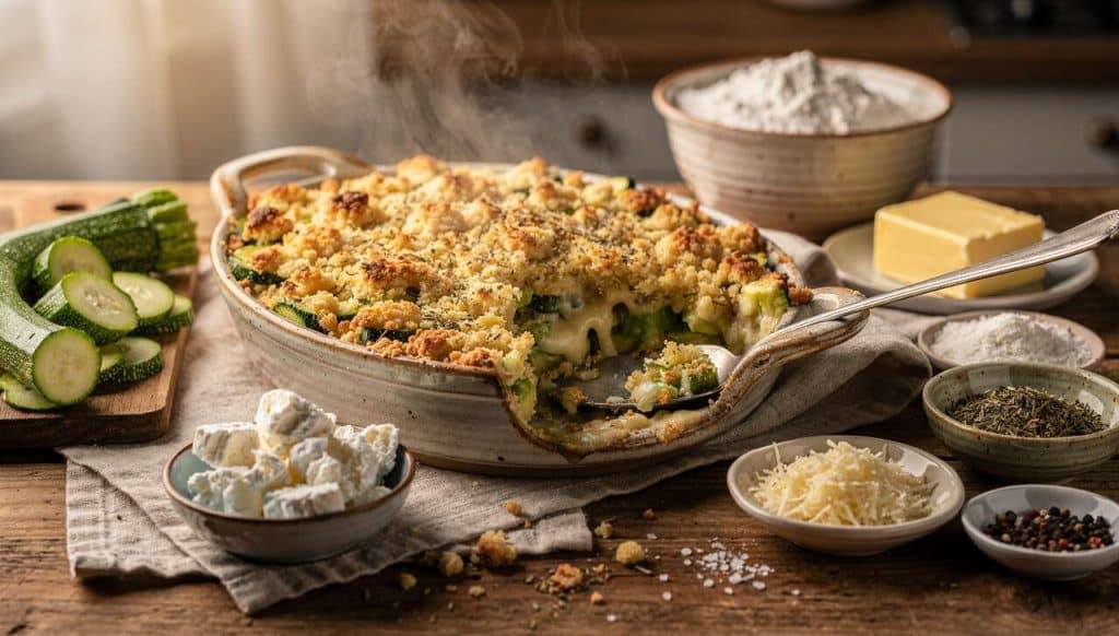 Crumble de courgettes au chèvre : recette facile et gourmande