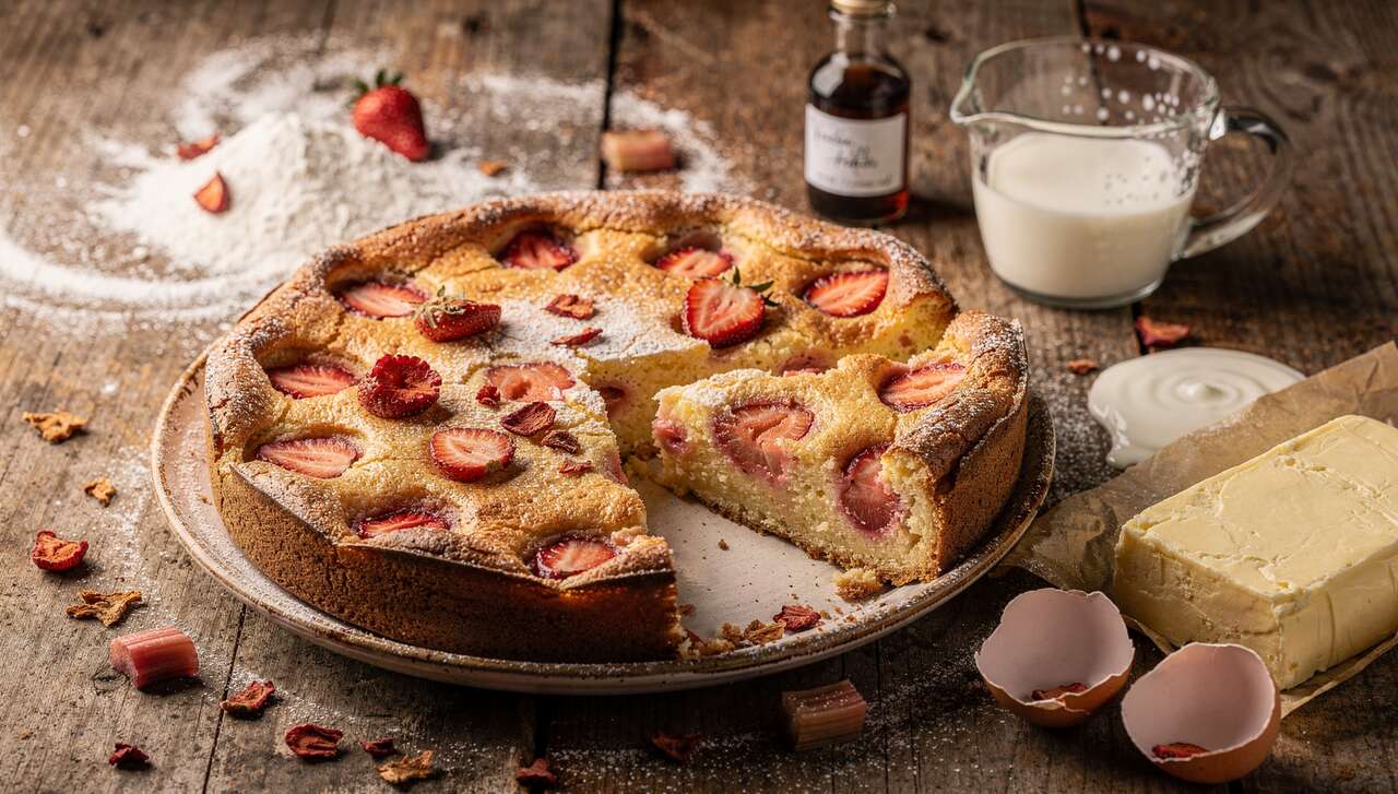 Clafoutis aux fraises et rhubarbe : recette gourmande et facile