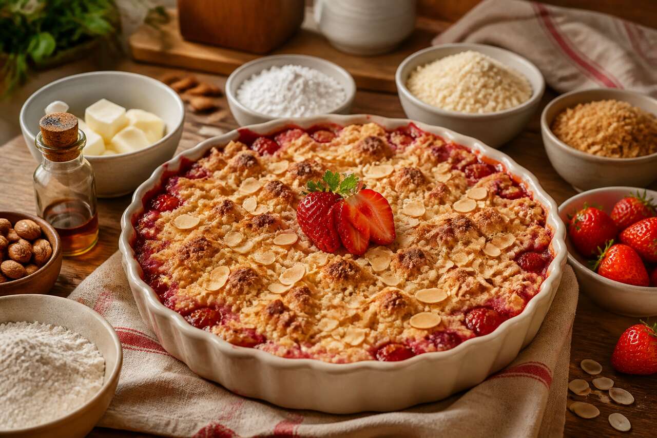 Crumble fraises et amandes : recette gourmande