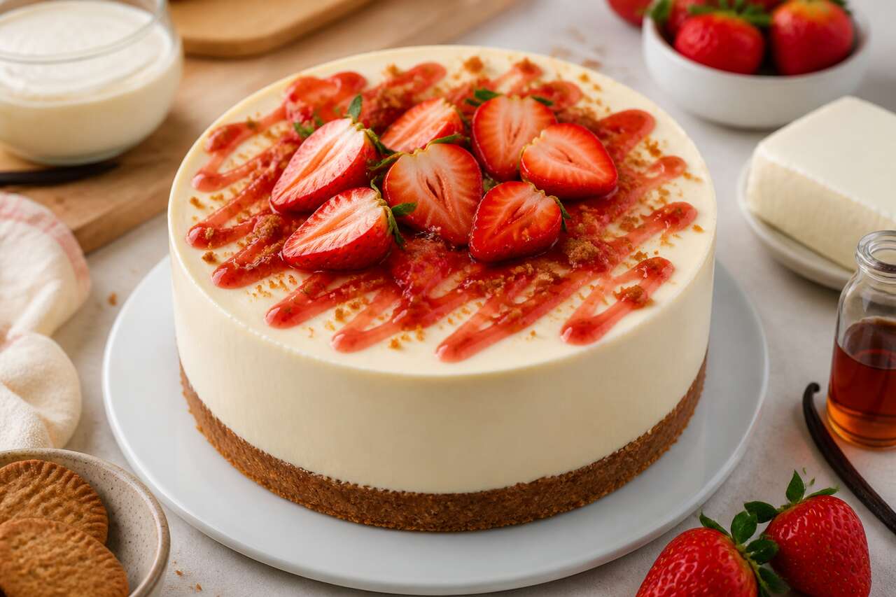 Cheesecake fraises et spéculoos : recette gourmande