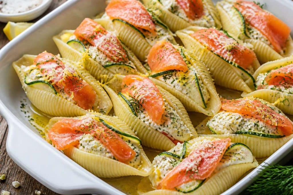 Recette de conchiglionis farcis aux courgettes, saumon et ricotta