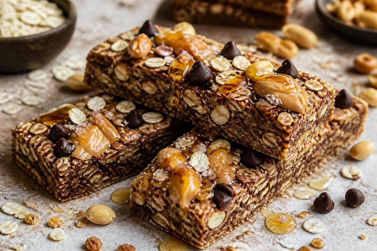 Barres de céréales choco-cacahuètes maison