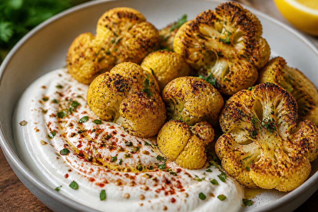 Chou-fleur rôti : la recette gourmande à la sauce yaourt
