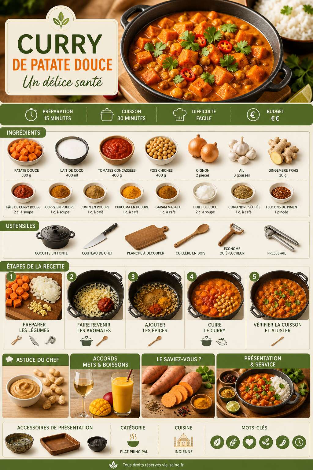 Fiche recette Recette curry de patate douce : un délice santé Fiche recette Recette curry de patate douce : un délice santé