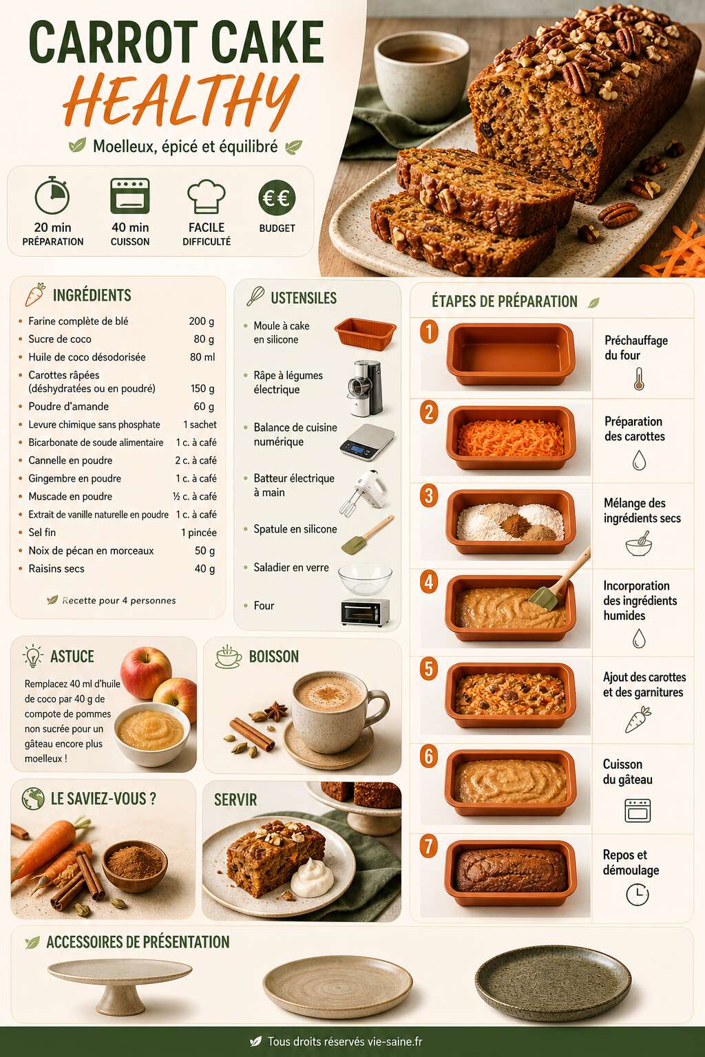 Fiche recette Recette de carrot cake healthy Fiche recette Recette de carrot cake healthy