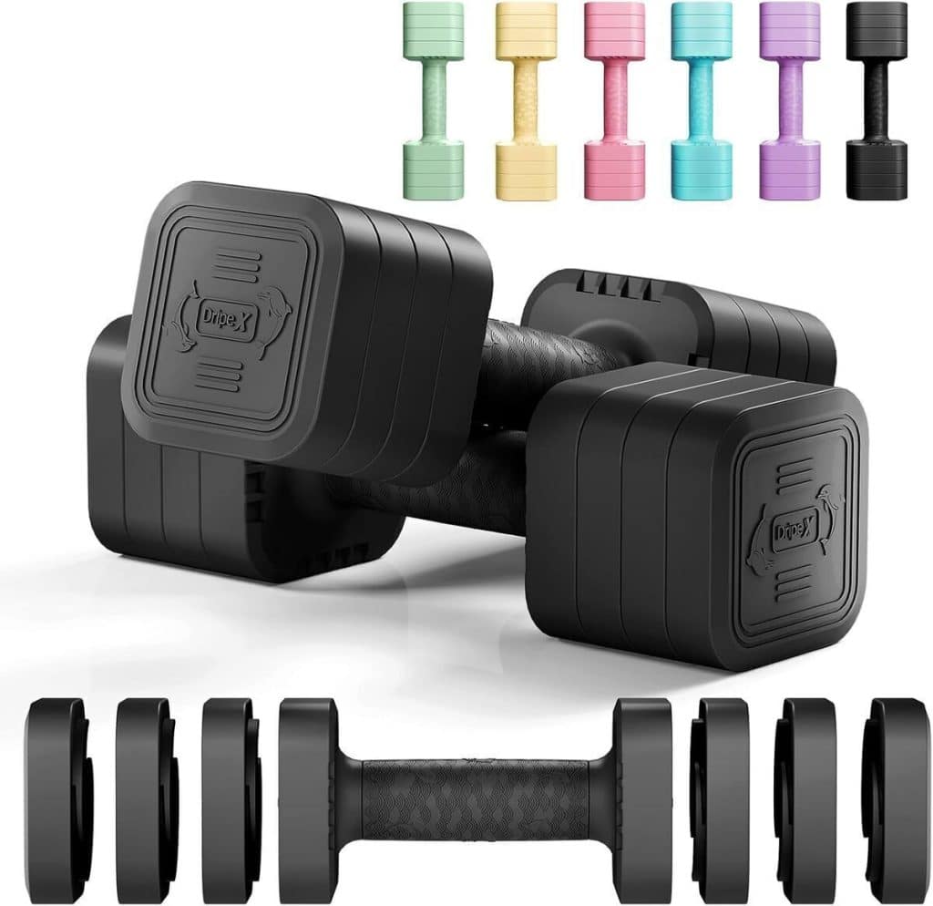 Test : haltères réglables Dripex 5 kg en caoutchouc pour gym à domicile