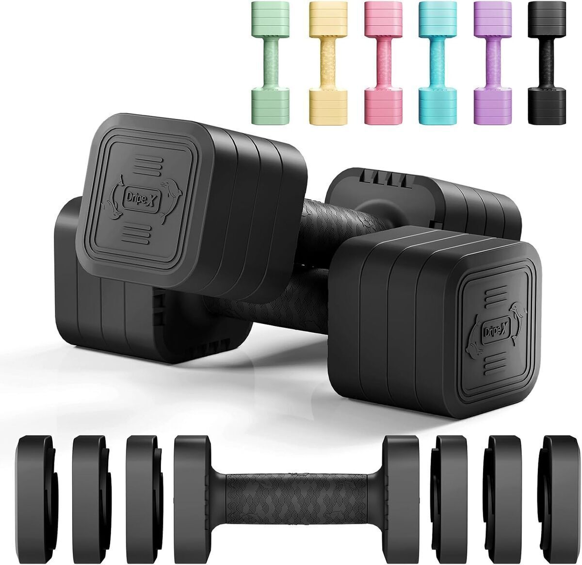 Test : haltères réglables Dripex 5 kg en caoutchouc pour gym à domicile