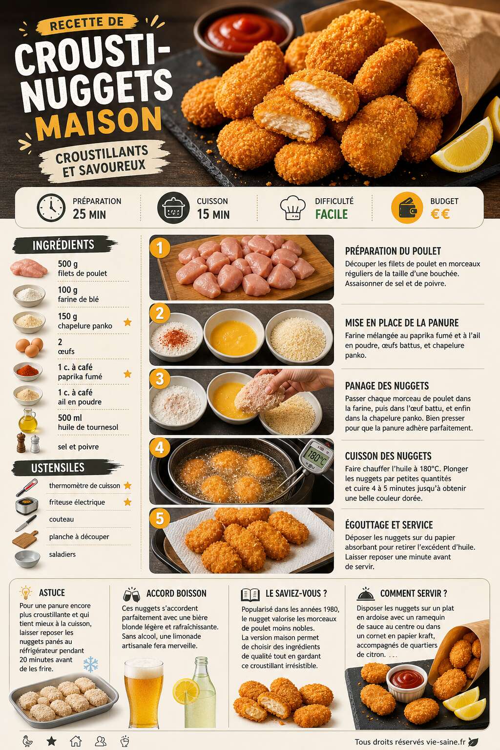 Fiche recette Recette de crousti-nuggets maison croustillants et savoureux