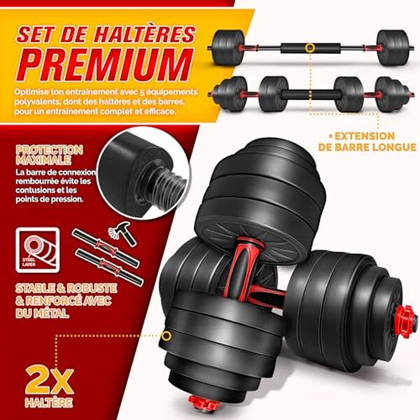 Découvrez notre test détaillé de l'ensemble d'haltères RE : sPORT 2 en 1 de 40 kg avec kettlebell. Qualité, performance et polyvalence pour vos entraînements. 