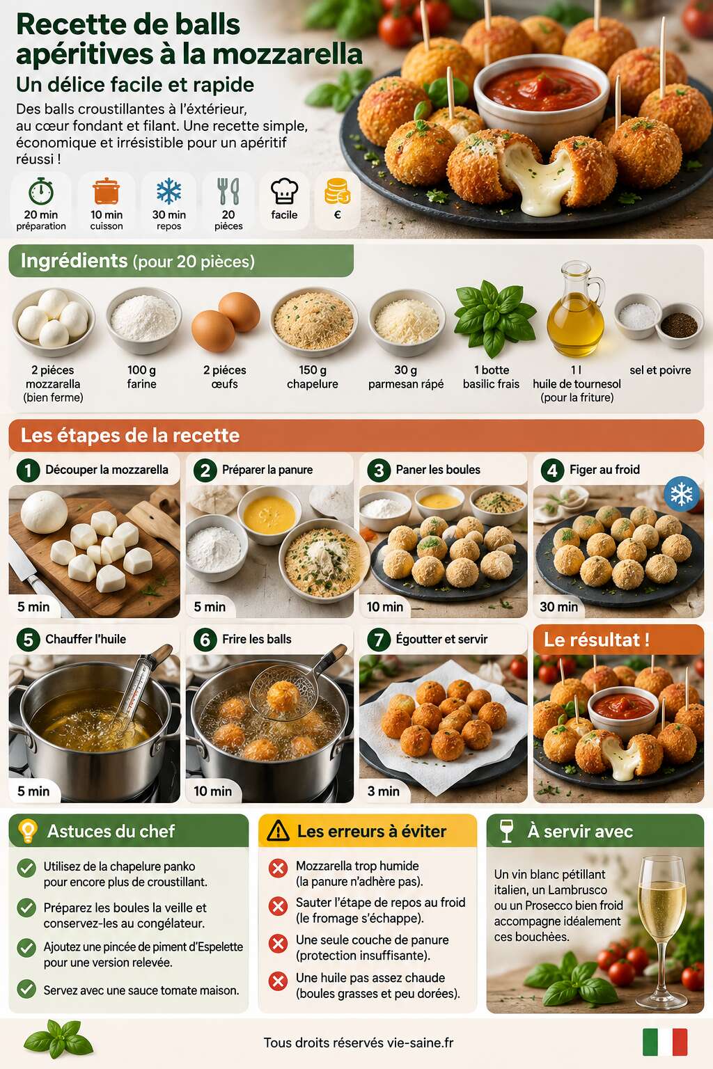 Fiche recette Recette de balls ap&eacute;ritives &agrave; la mozzarella : un d&eacute;lice facile et rapide