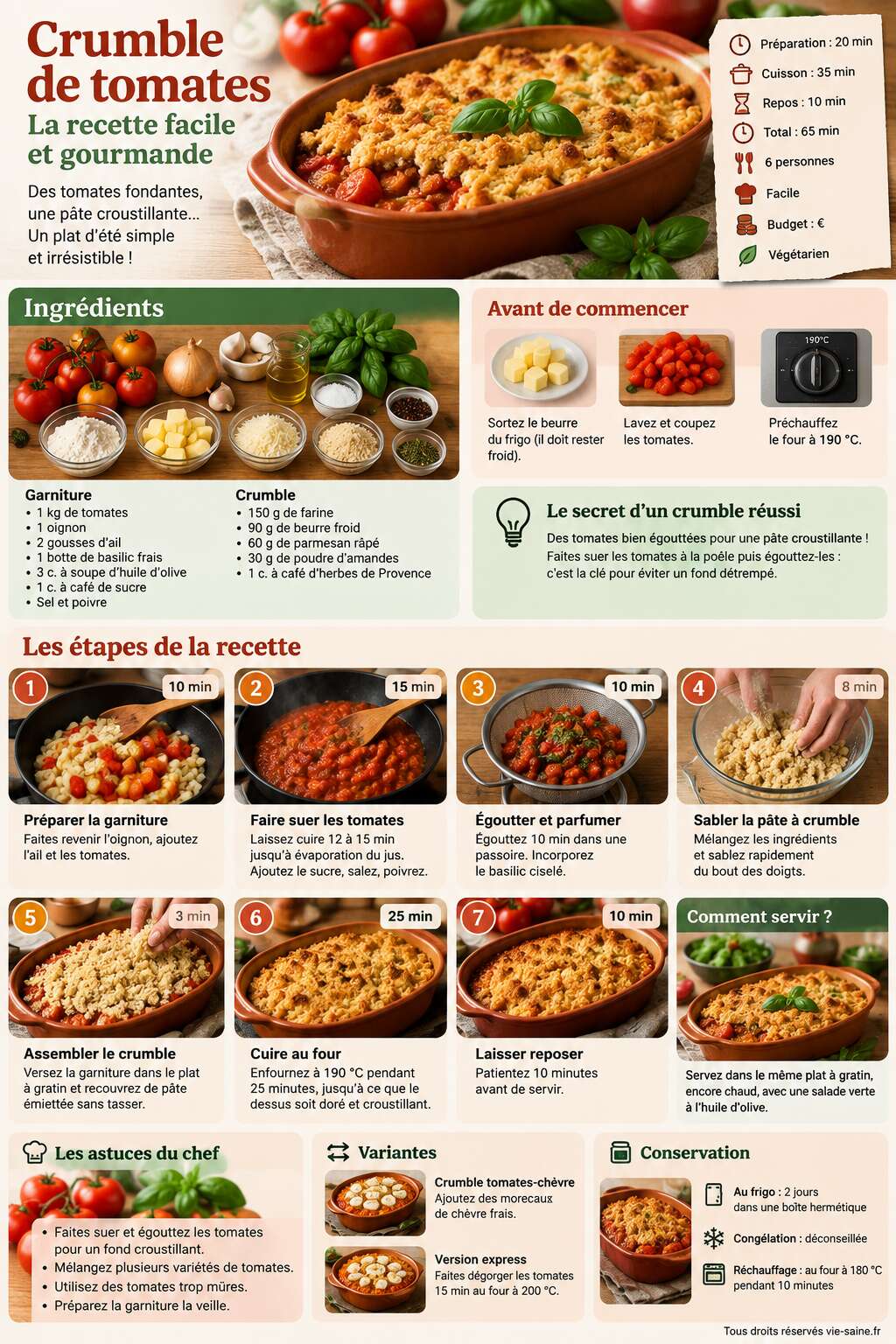 Fiche recette Crumble de tomates : la recette facile et gourmande Fiche recette Crumble de tomates : la recette facile et gourmande