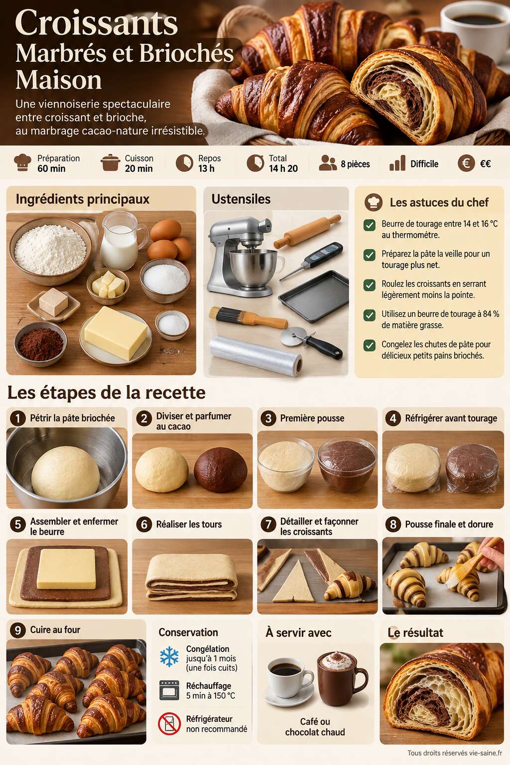 Fiche recette Recette : croissants Marbrés Et Briochés Maison Fiche recette Recette : croissants Marbrés Et Briochés Maison
